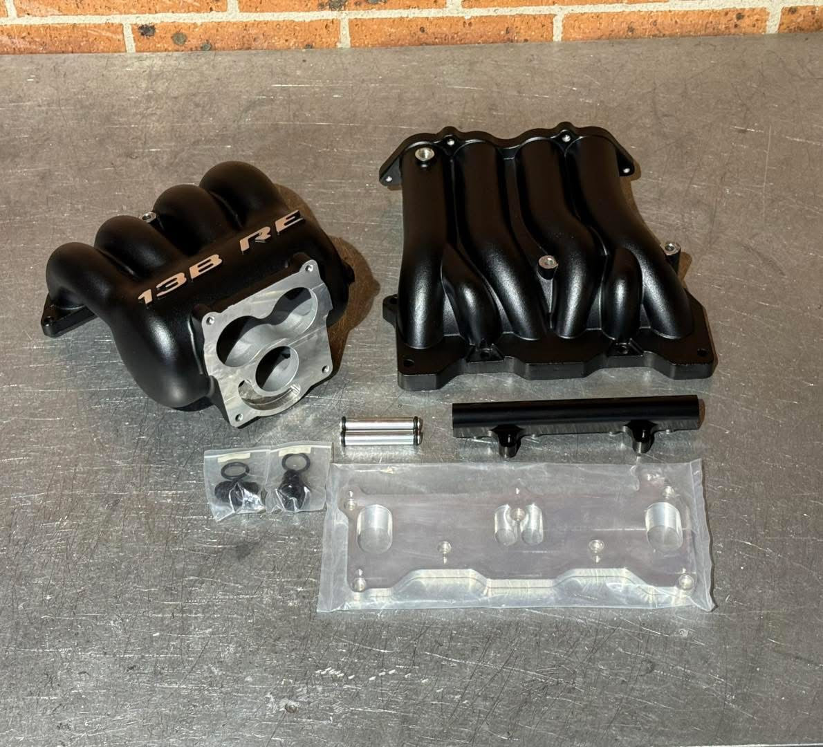 13B RE upper and lower aftermarket intake