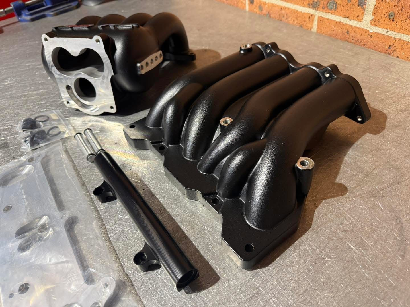 13B RE upper and lower aftermarket intake